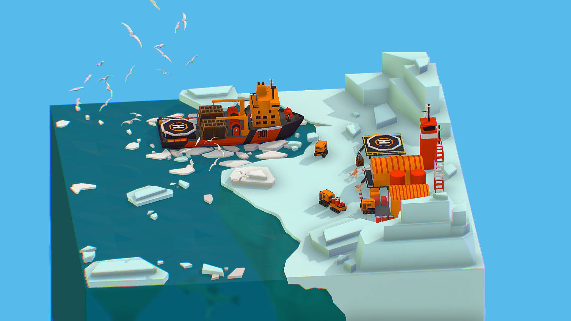 Polar Station North Pole iceboat 3D model_7
