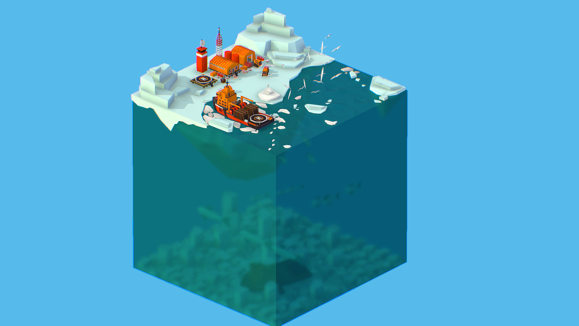 Polar Station North Pole iceboat 3D model_15