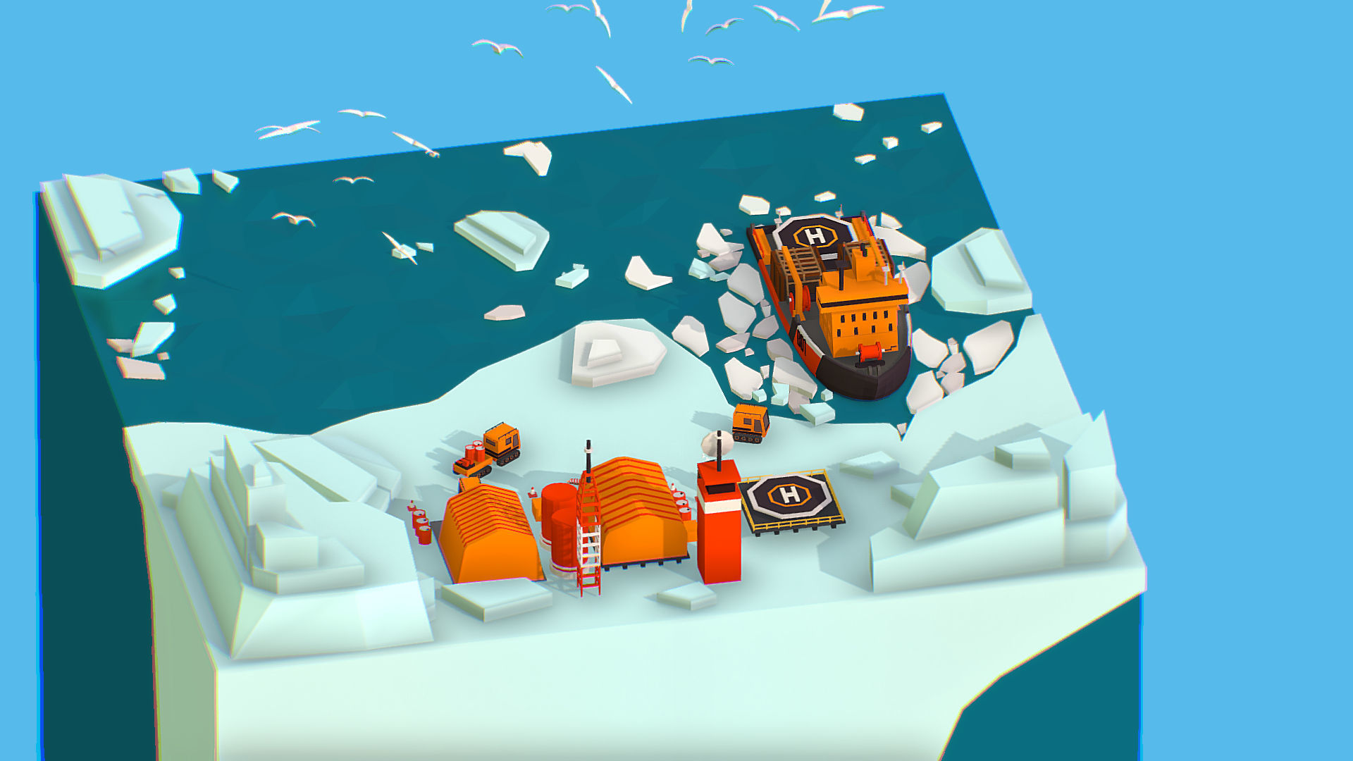 Polar Station North Pole iceboat 3D model_11