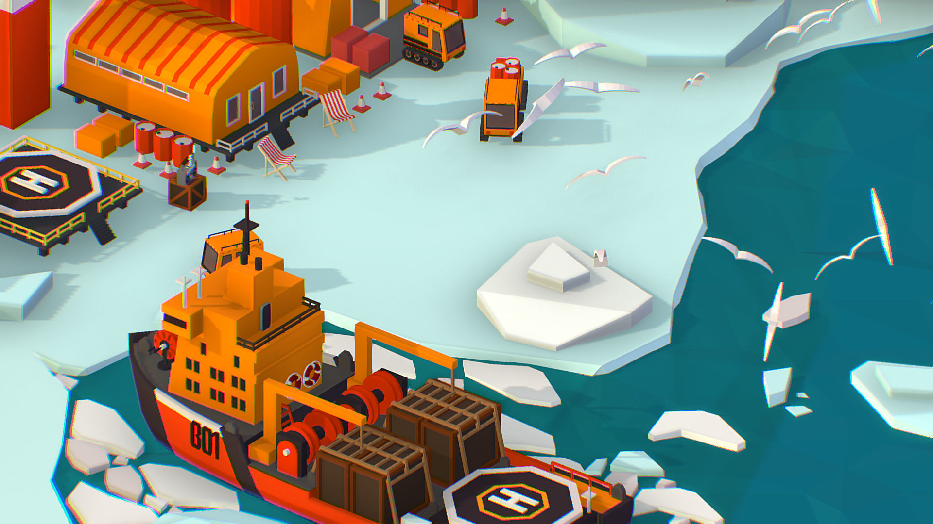 Polar Station North Pole iceboat 3D model_26