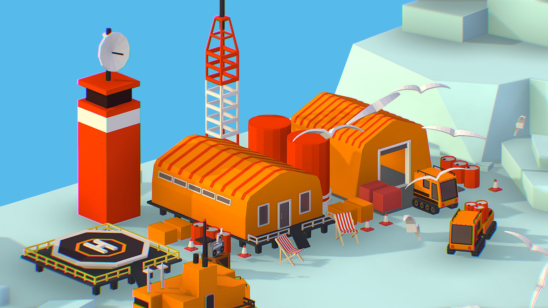 Polar Station North Pole iceboat 3D model_38