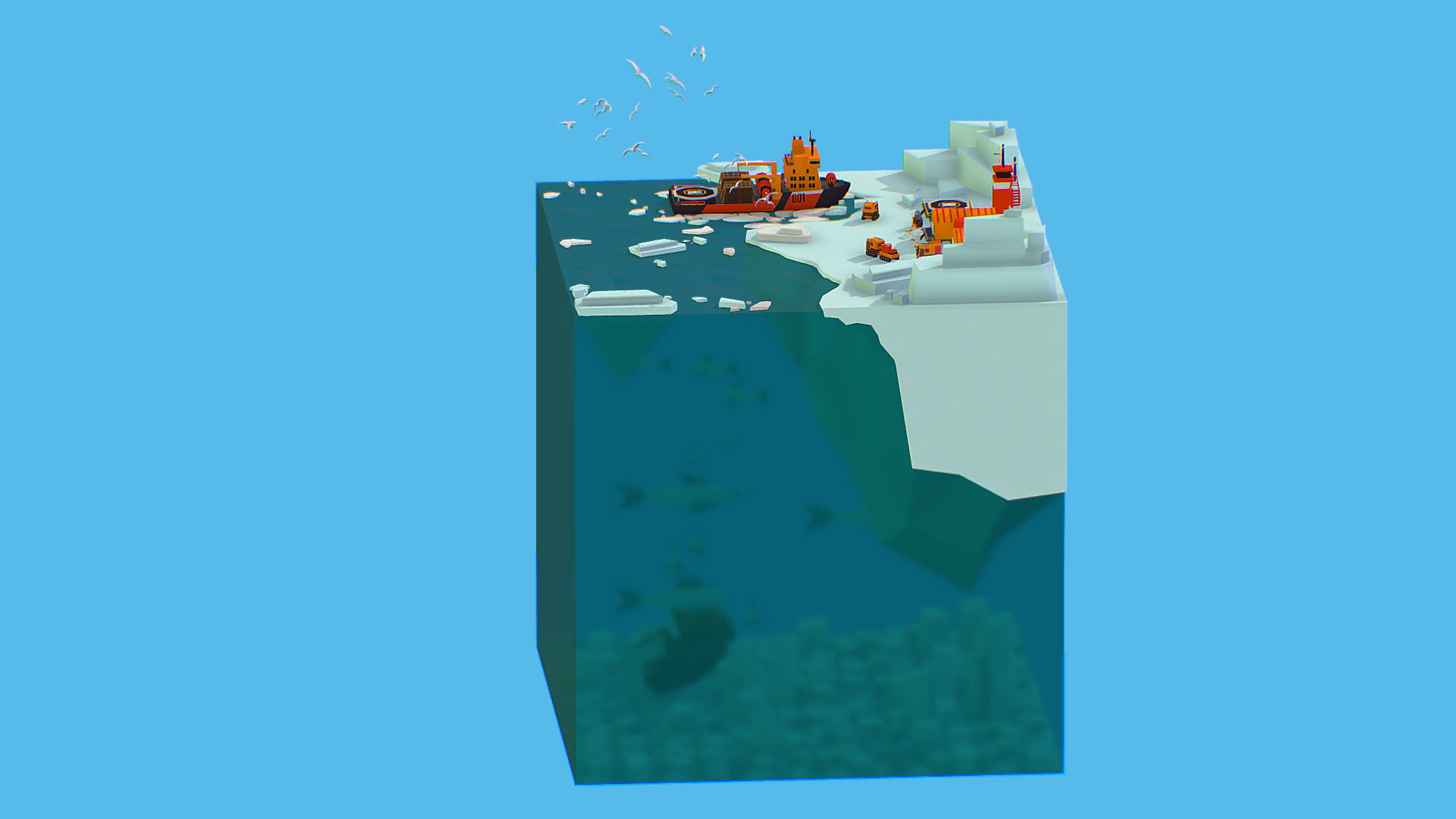 Polar Station North Pole iceboat 3D model_19