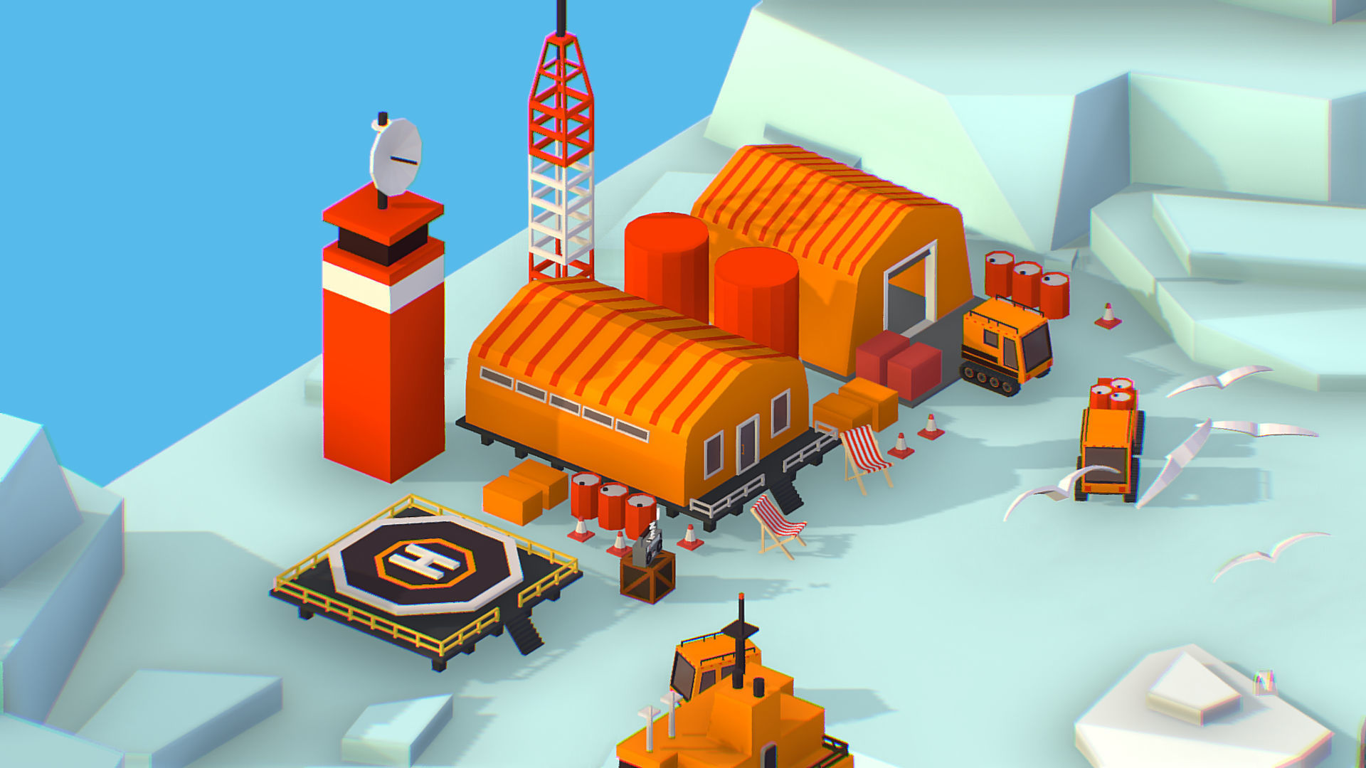 Polar Station North Pole iceboat 3D model_28