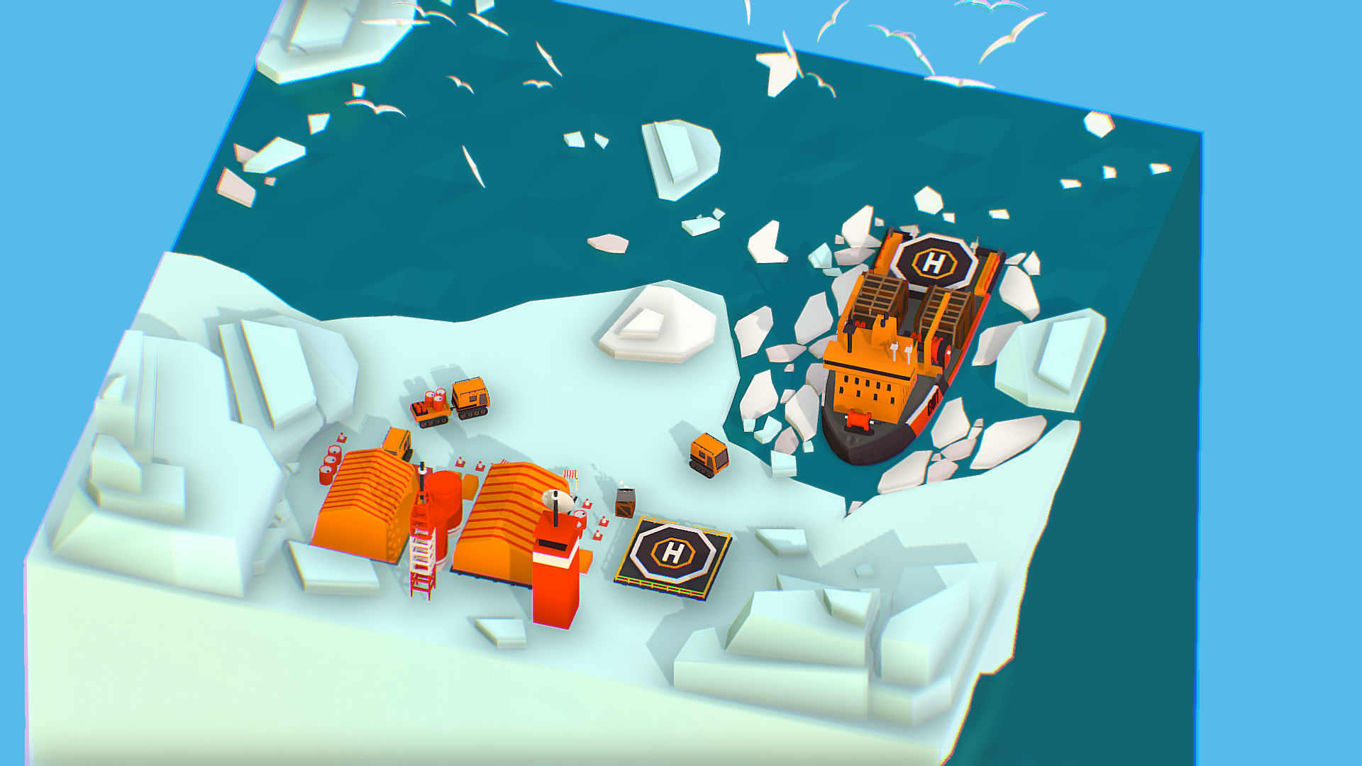 Polar Station North Pole iceboat 3D model_13