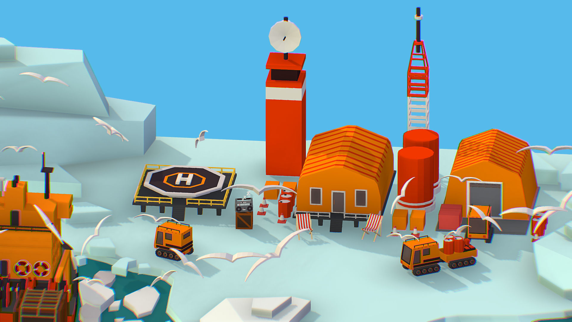 Polar Station North Pole iceboat 3D model_29