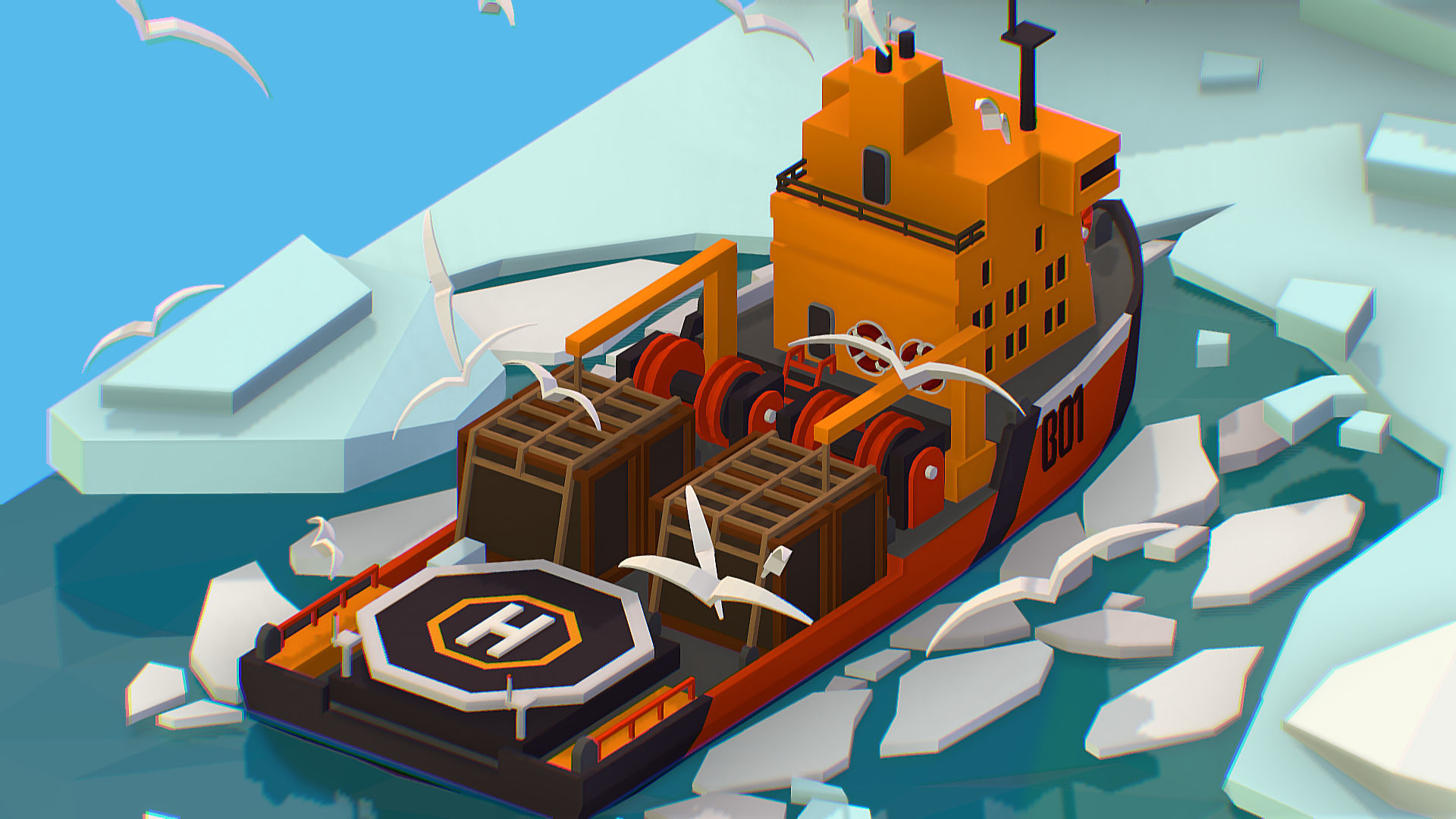 Polar Station North Pole iceboat 3D model_35