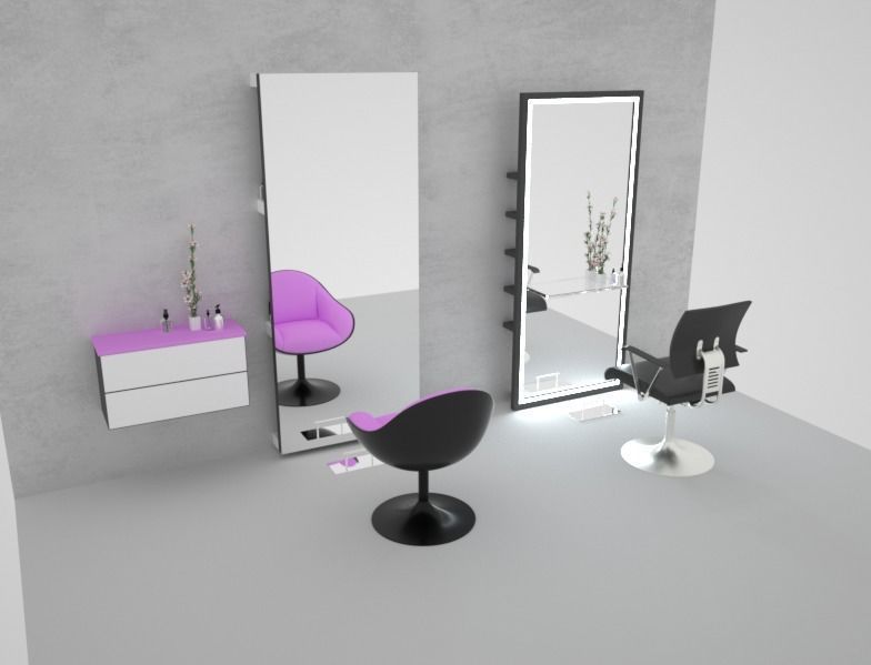 Beauty salon decor Low-poly 3D model_5