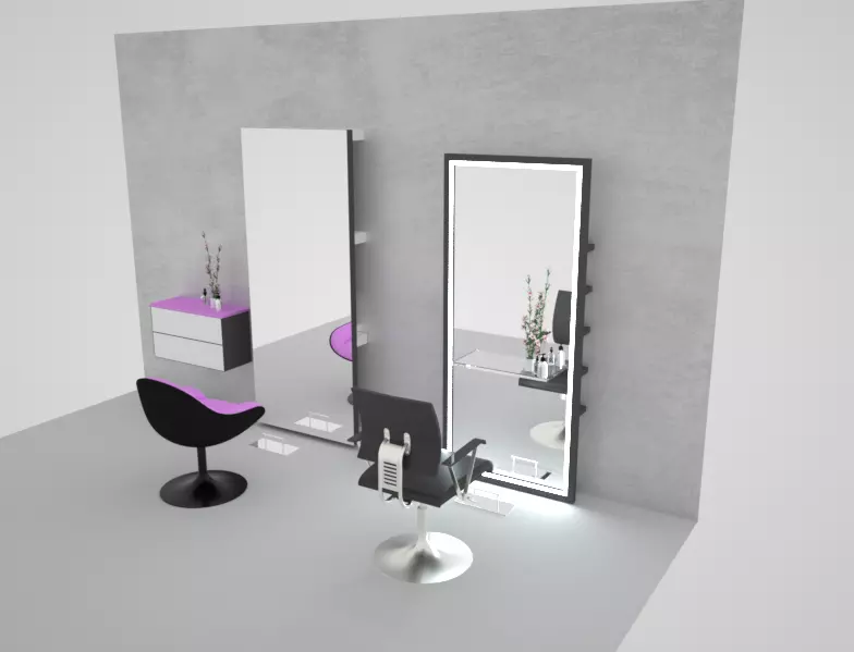Beauty salon decor Low-poly 3D model_0