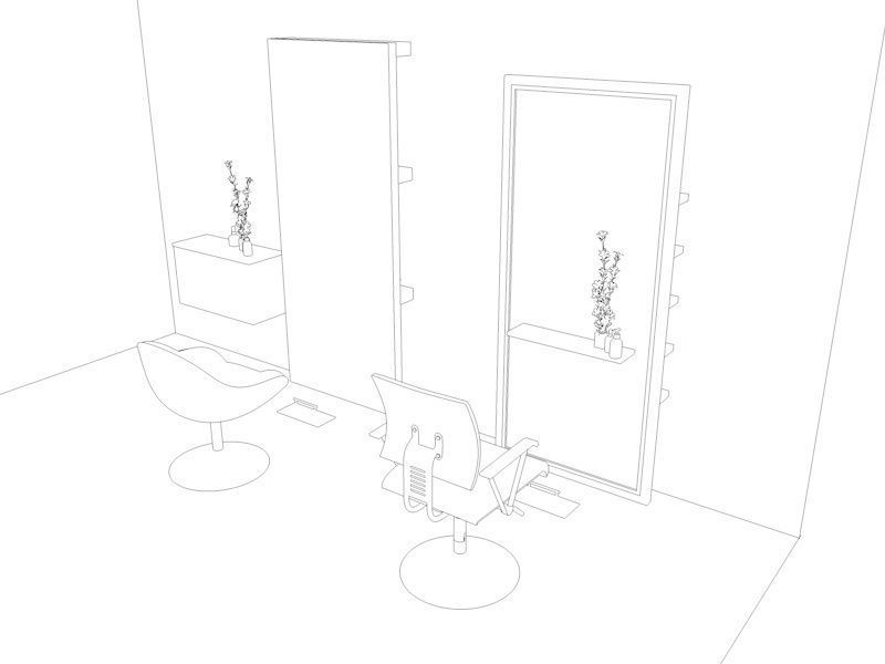 Beauty salon decor Low-poly 3D model_1