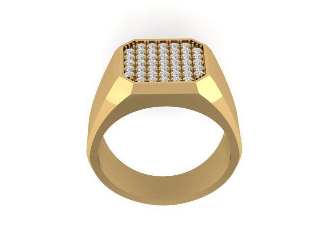 men ring diamond model  3D print model_2