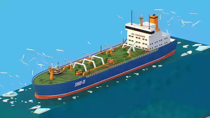 Boat Ship Oil Tanker in ocean