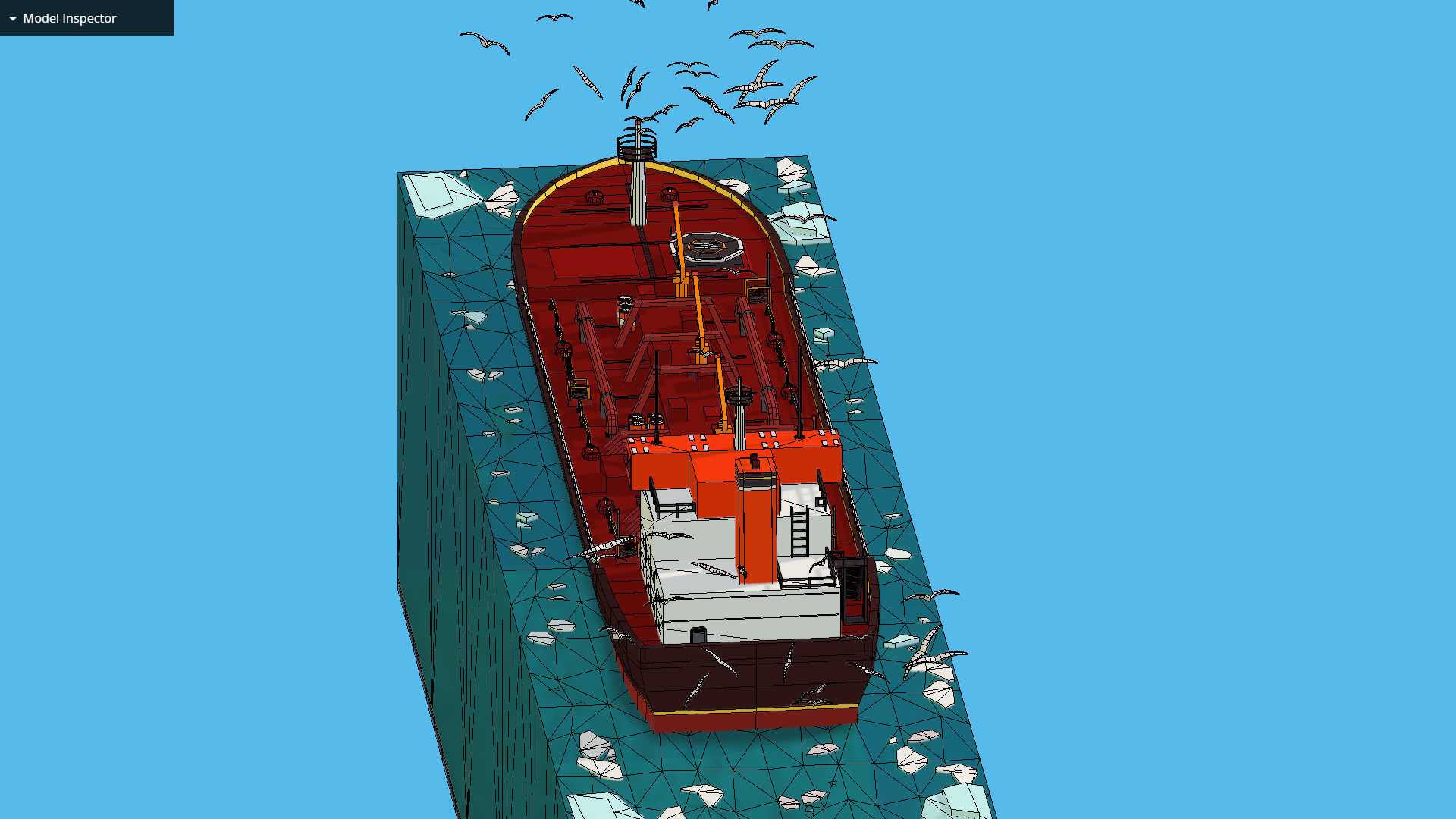 Boat Ship Oil Tanker in ocean Low-poly 3D model_43