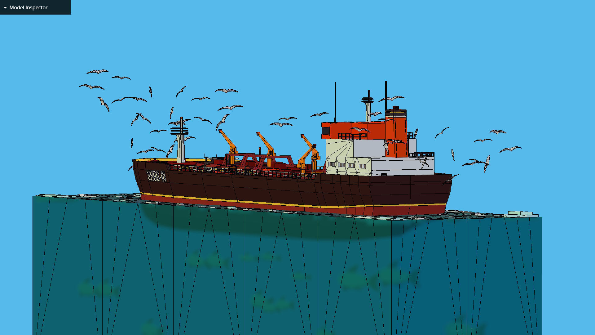 Boat Ship Oil Tanker in ocean Low-poly 3D model_45