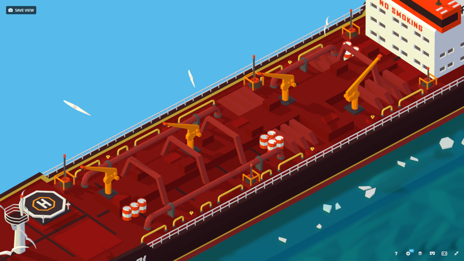 Boat Ship Oil Tanker in ocean Low-poly 3D model_21