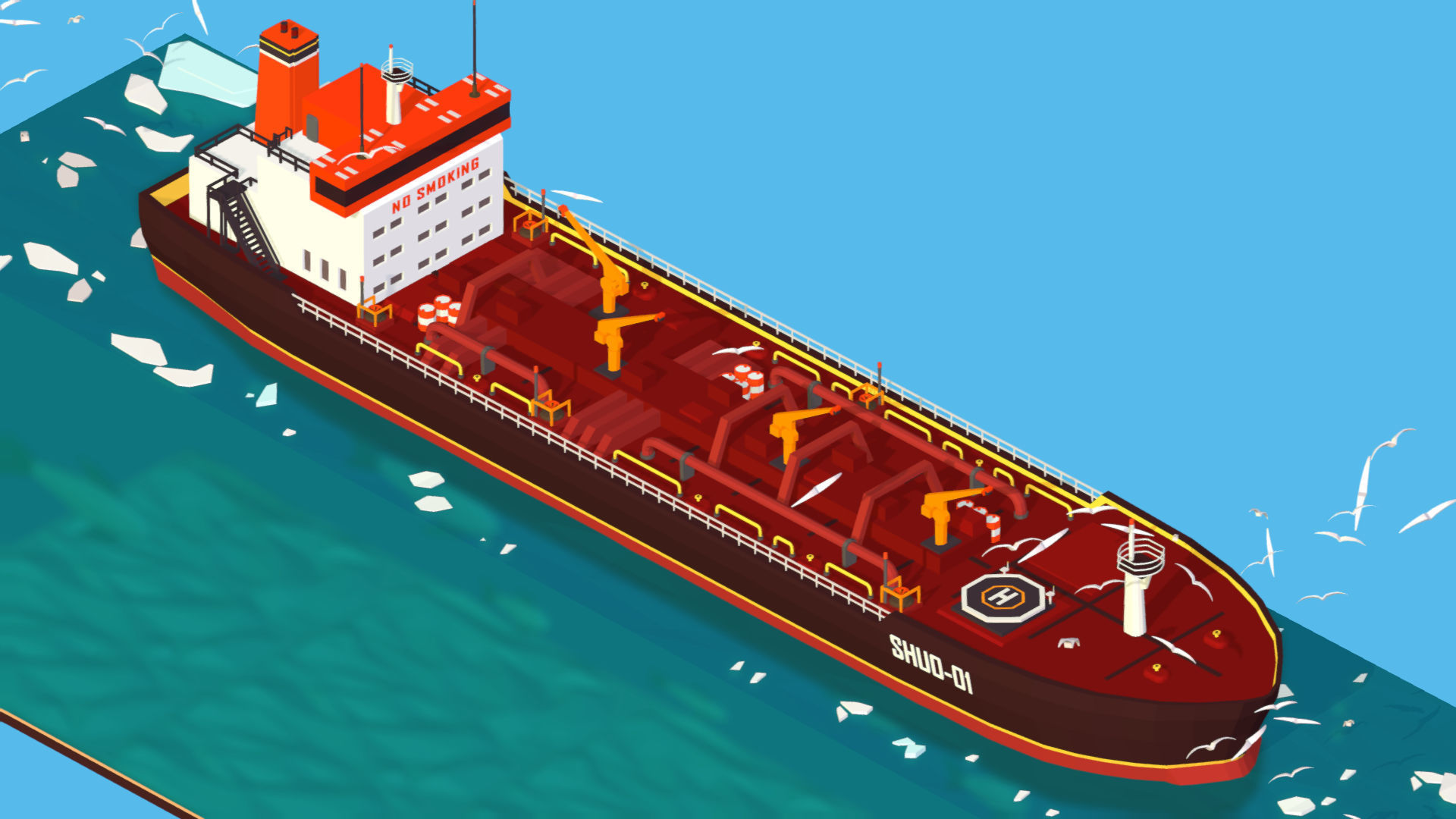 Boat Ship Oil Tanker in ocean Low-poly 3D model_25