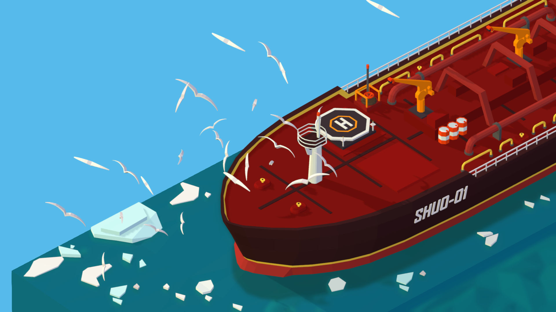 Boat Ship Oil Tanker in ocean Low-poly 3D model_23