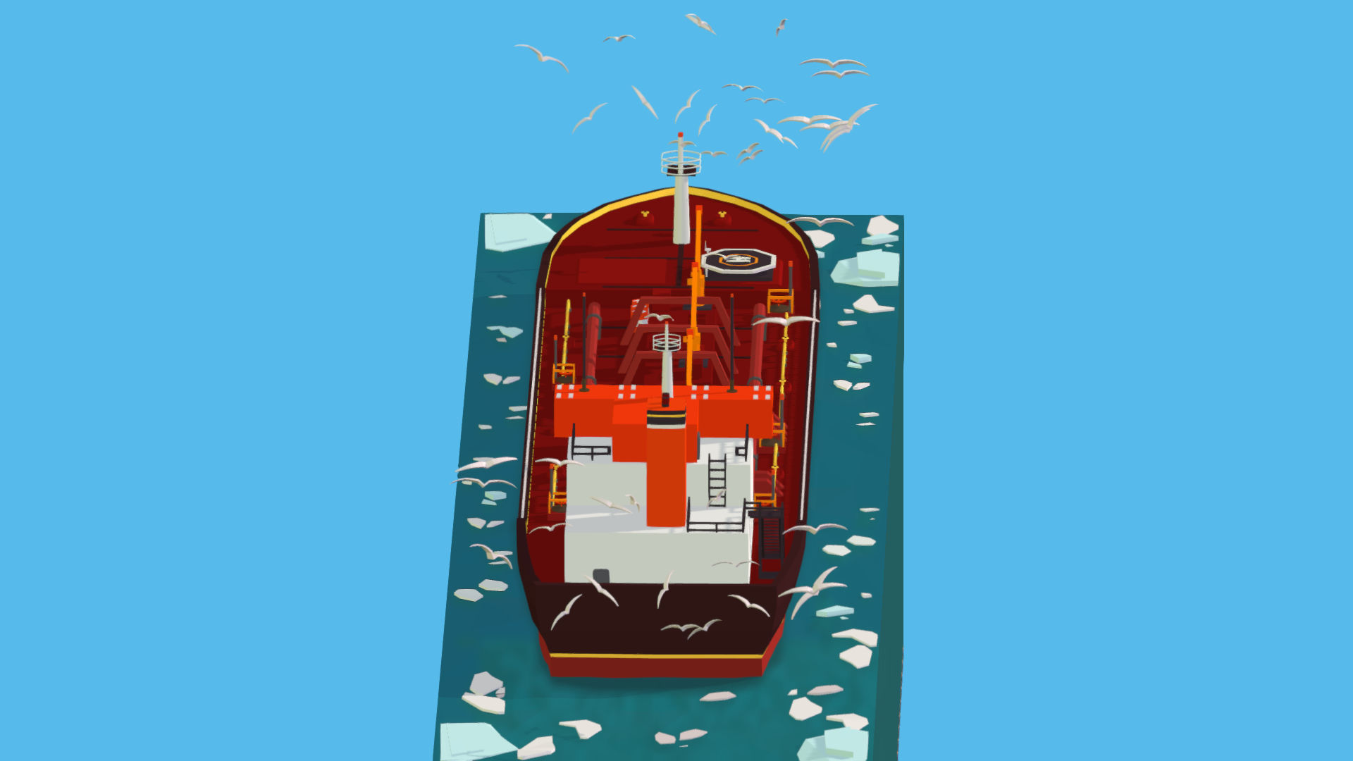 Boat Ship Oil Tanker in ocean Low-poly 3D model_10