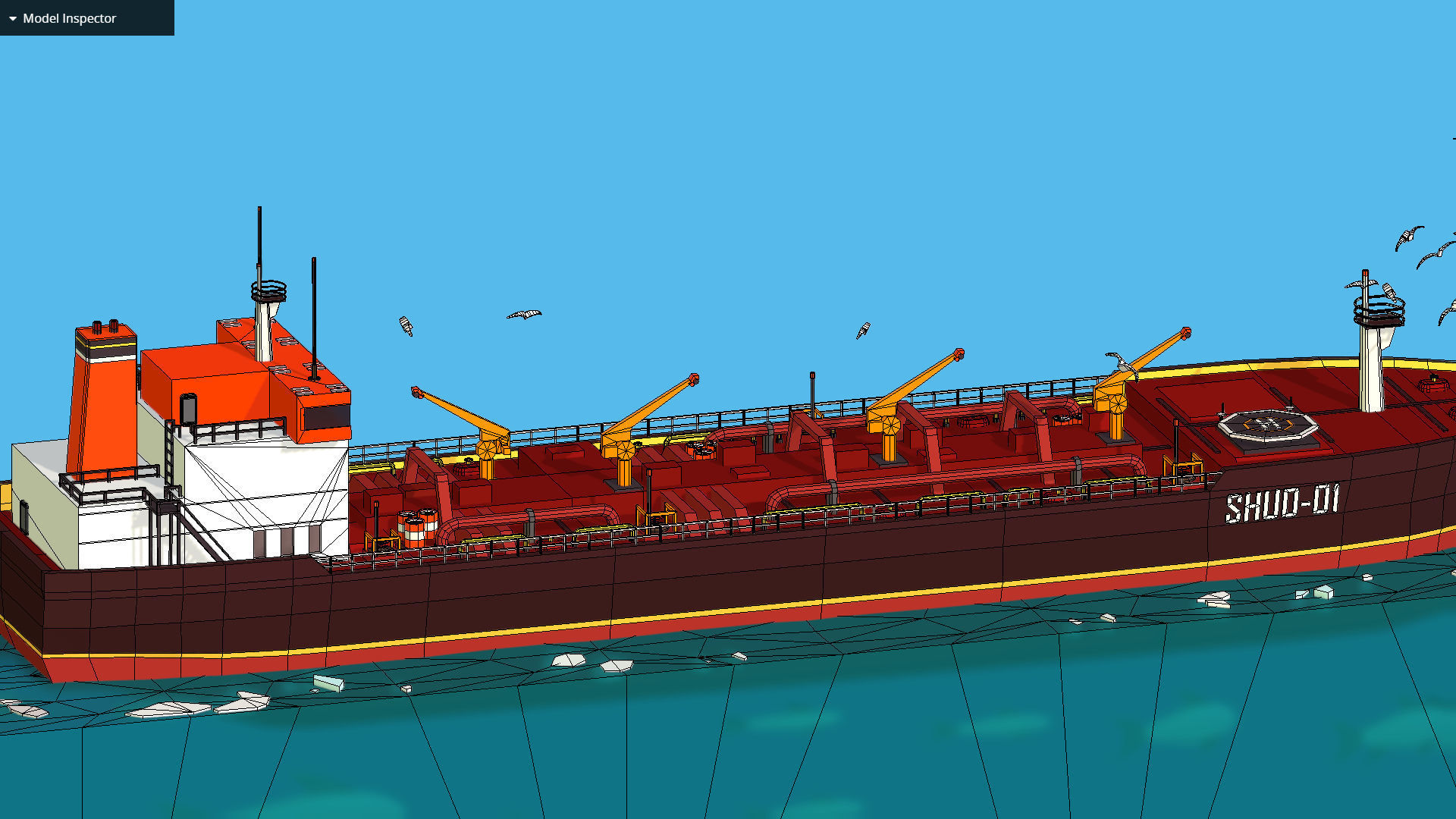 Boat Ship Oil Tanker in ocean Low-poly 3D model_39