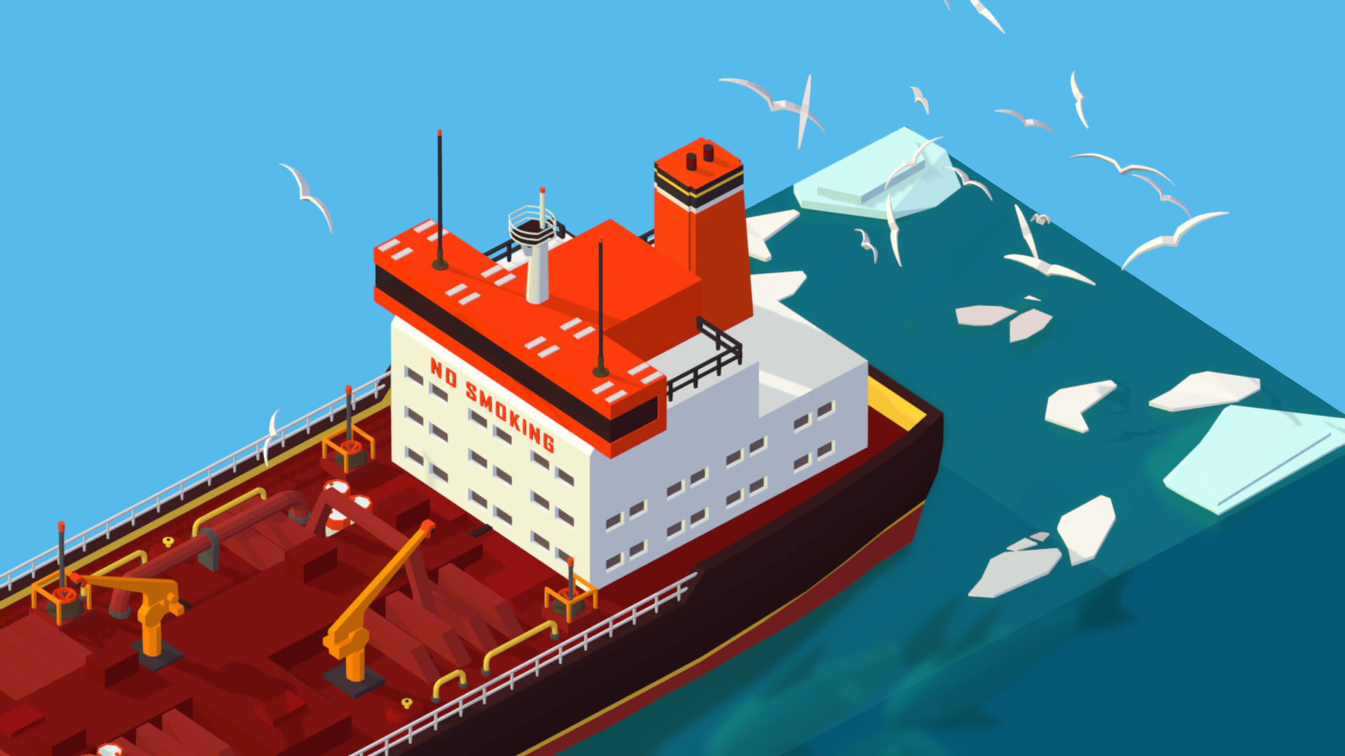 Boat Ship Oil Tanker in ocean Low-poly 3D model_22