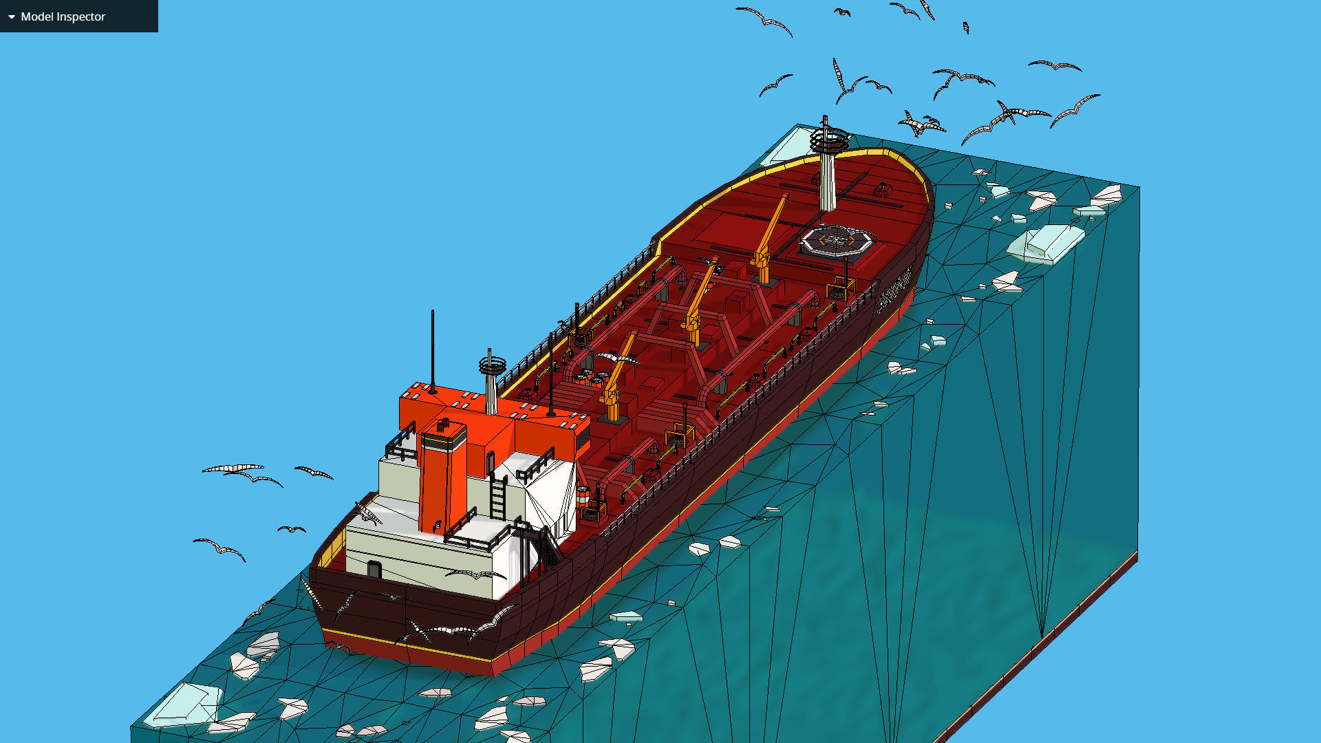 Boat Ship Oil Tanker in ocean Low-poly 3D model_42