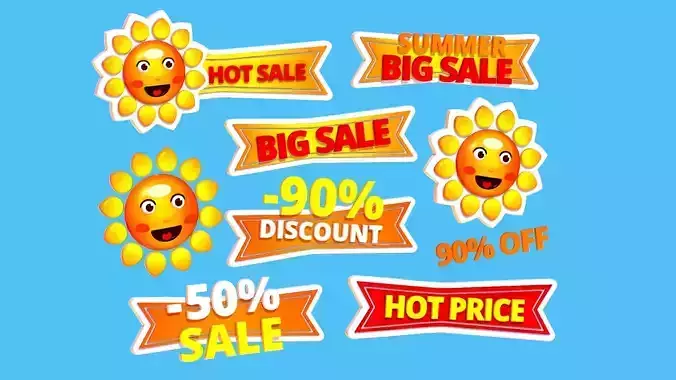 Summer Sun Discount Animated Cartoon Logo