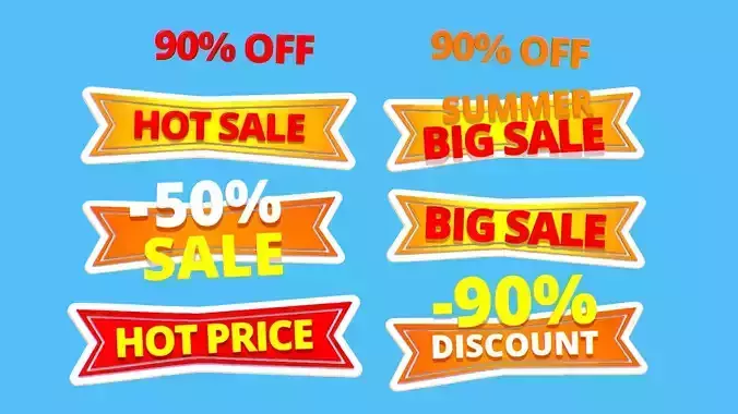 Animated Subdivision Sale Discount Text Logotype Sign 3D model