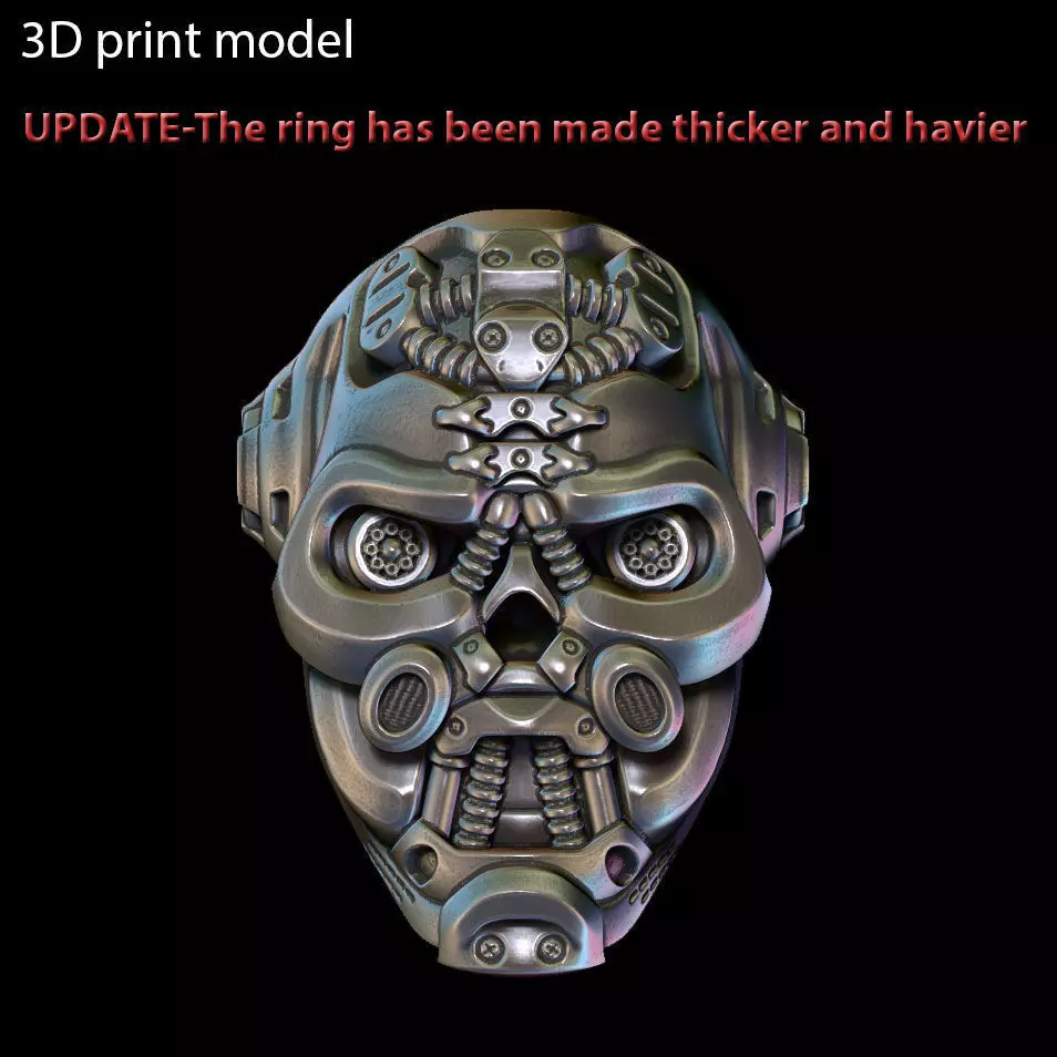 Skull ring jewelry Mech robotic vol1 3D print model_0