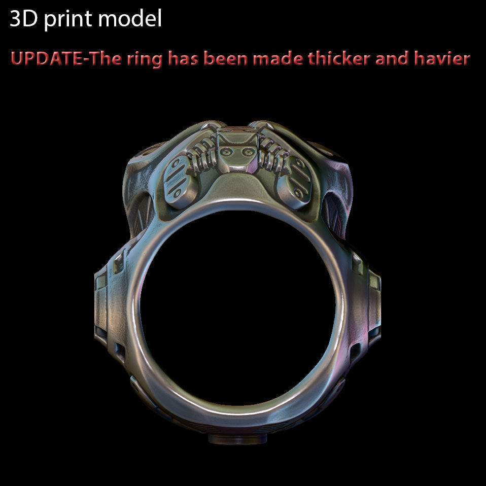 Skull ring jewelry Mech robotic vol1 3D print model_4