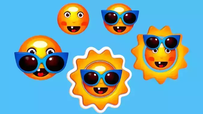 Subdivision Cartoon Summer Sun Logotype Sign 3D model