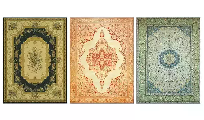 Persian carpet first series Low-poly 3D model