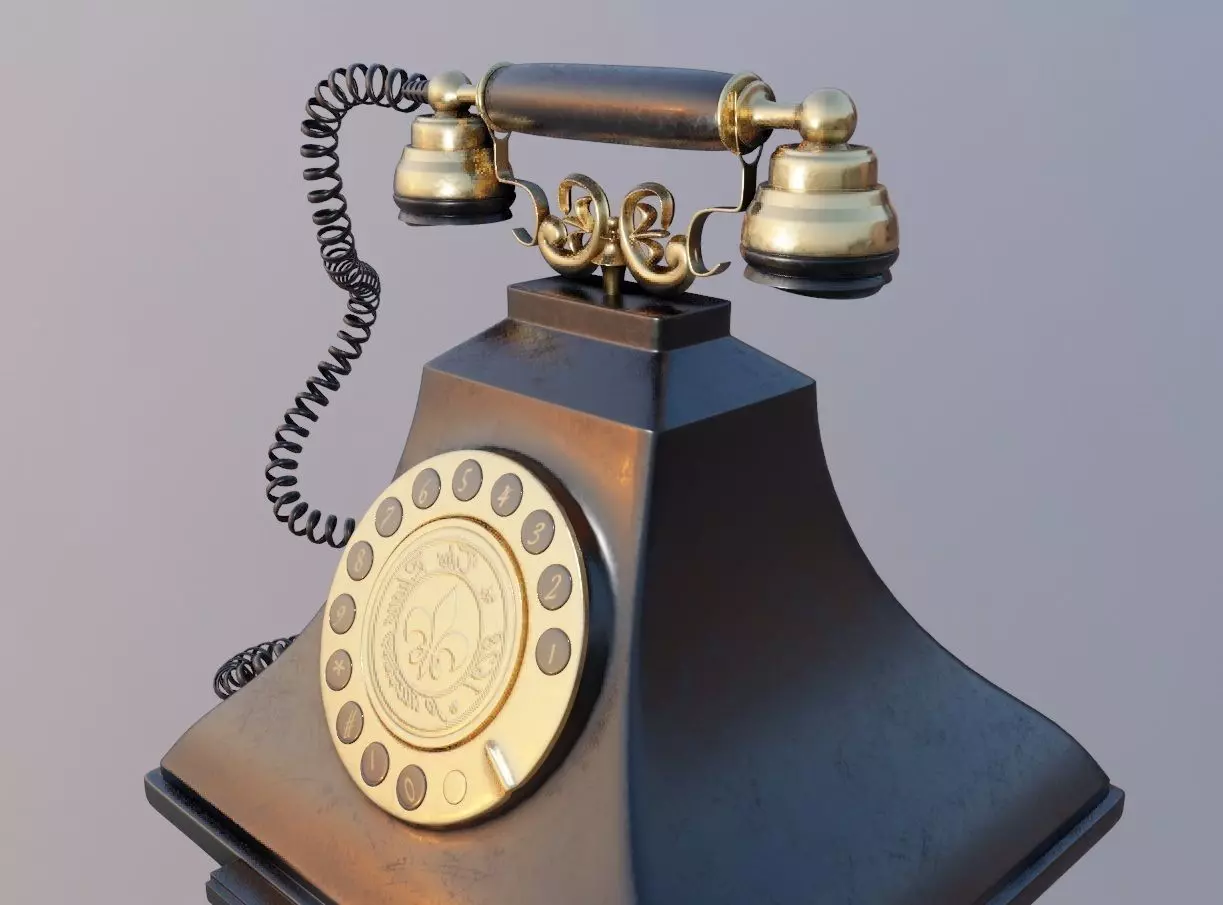 retro vintage landline telephone Low-poly 3D model