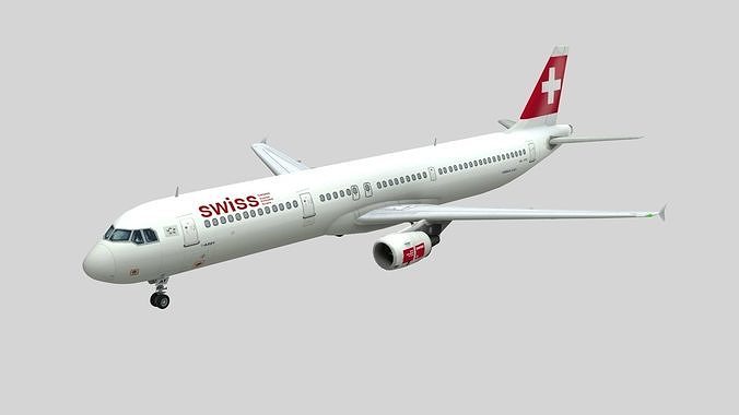 Lowpoly A321 Airplane 3D Model Low-poly 3D model