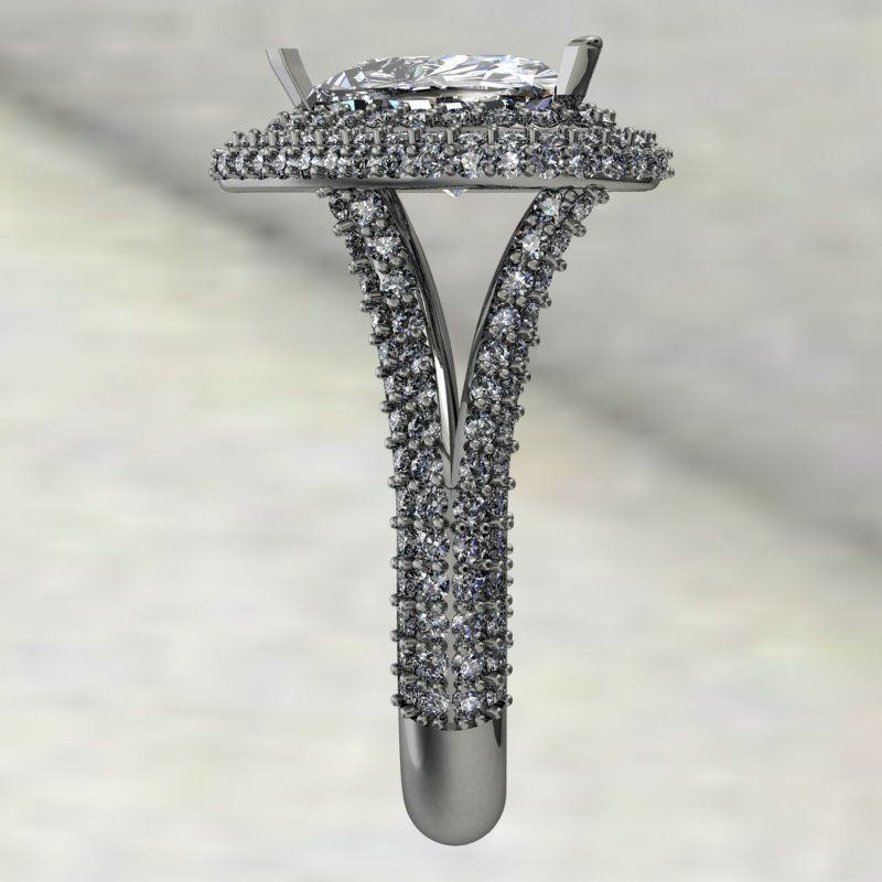 Luxury heart engagement ring 3D print model_3