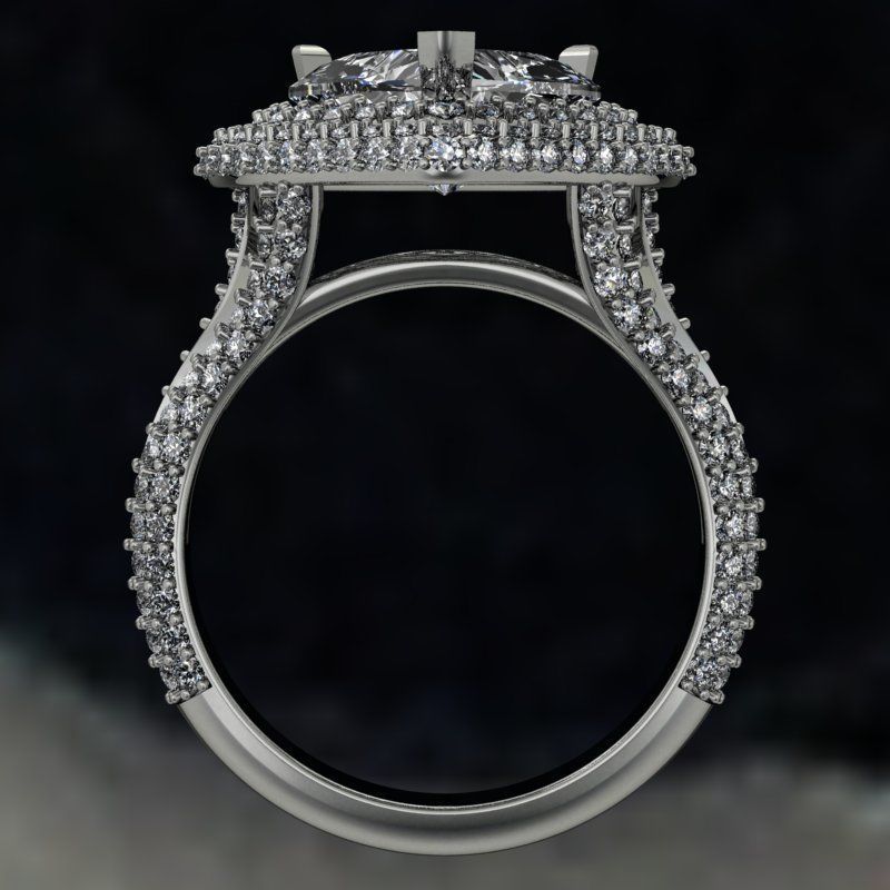 Luxury heart engagement ring 3D print model_2