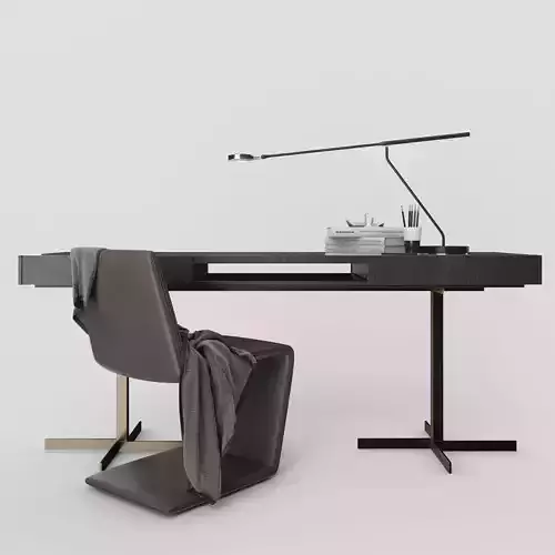 Minotti Phillips chair and Close Writing Desk 3D model
