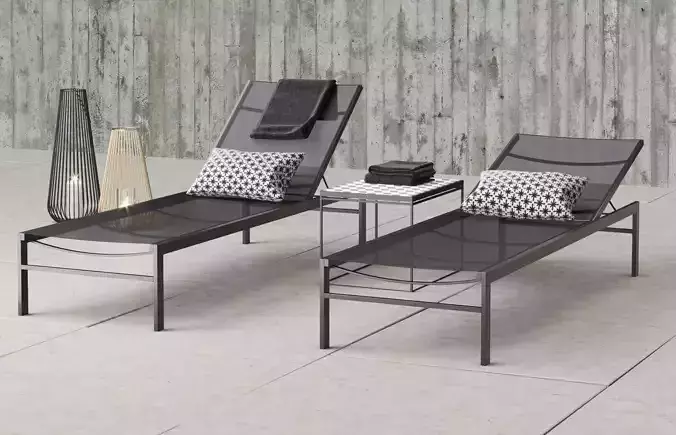 CB2 idle black sun lounger set 3D model
