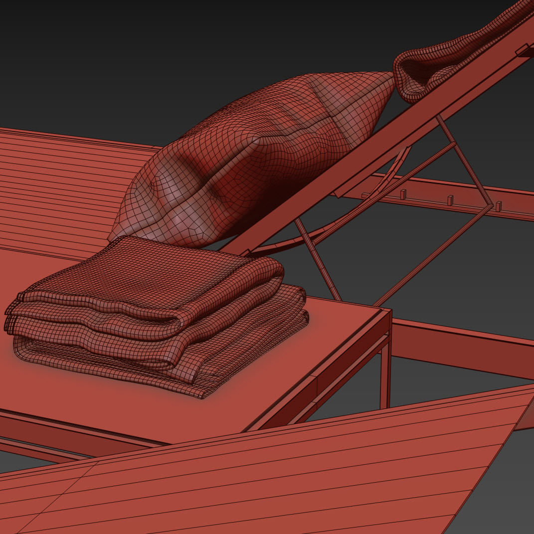 CB2 idle black sun lounger set 3D model_9