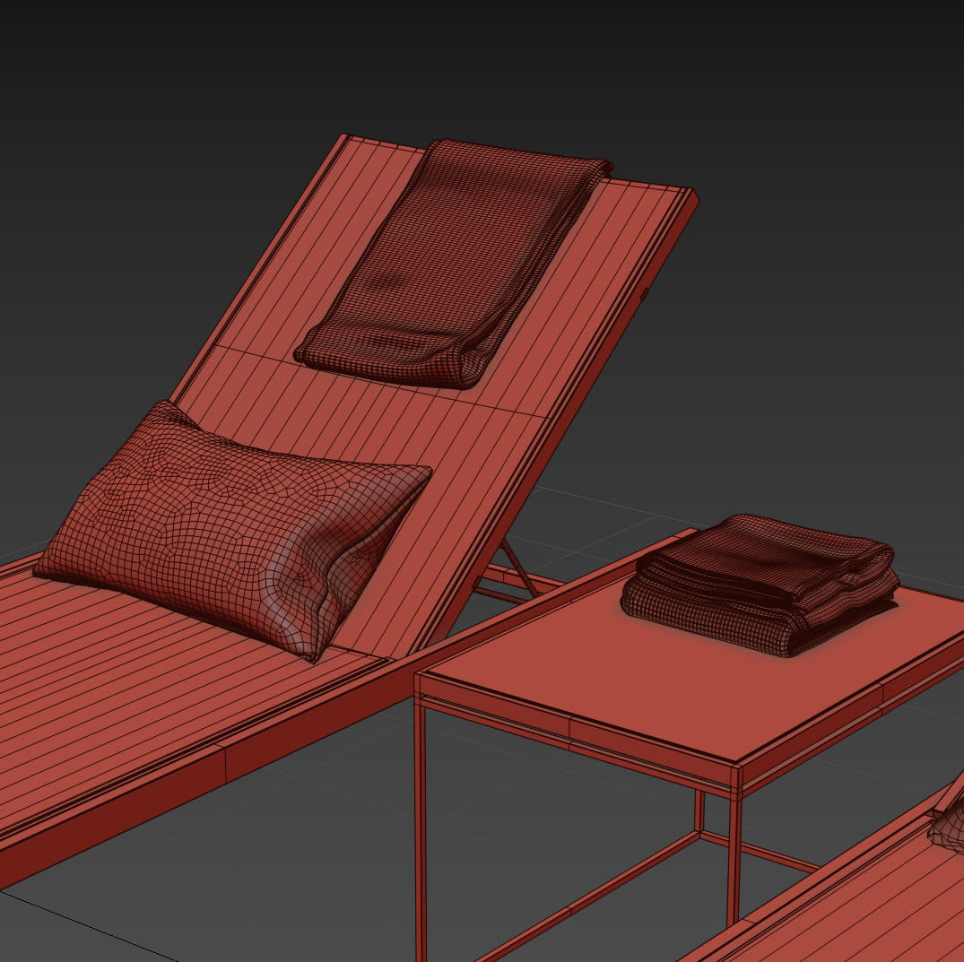 CB2 idle black sun lounger set 3D model_8