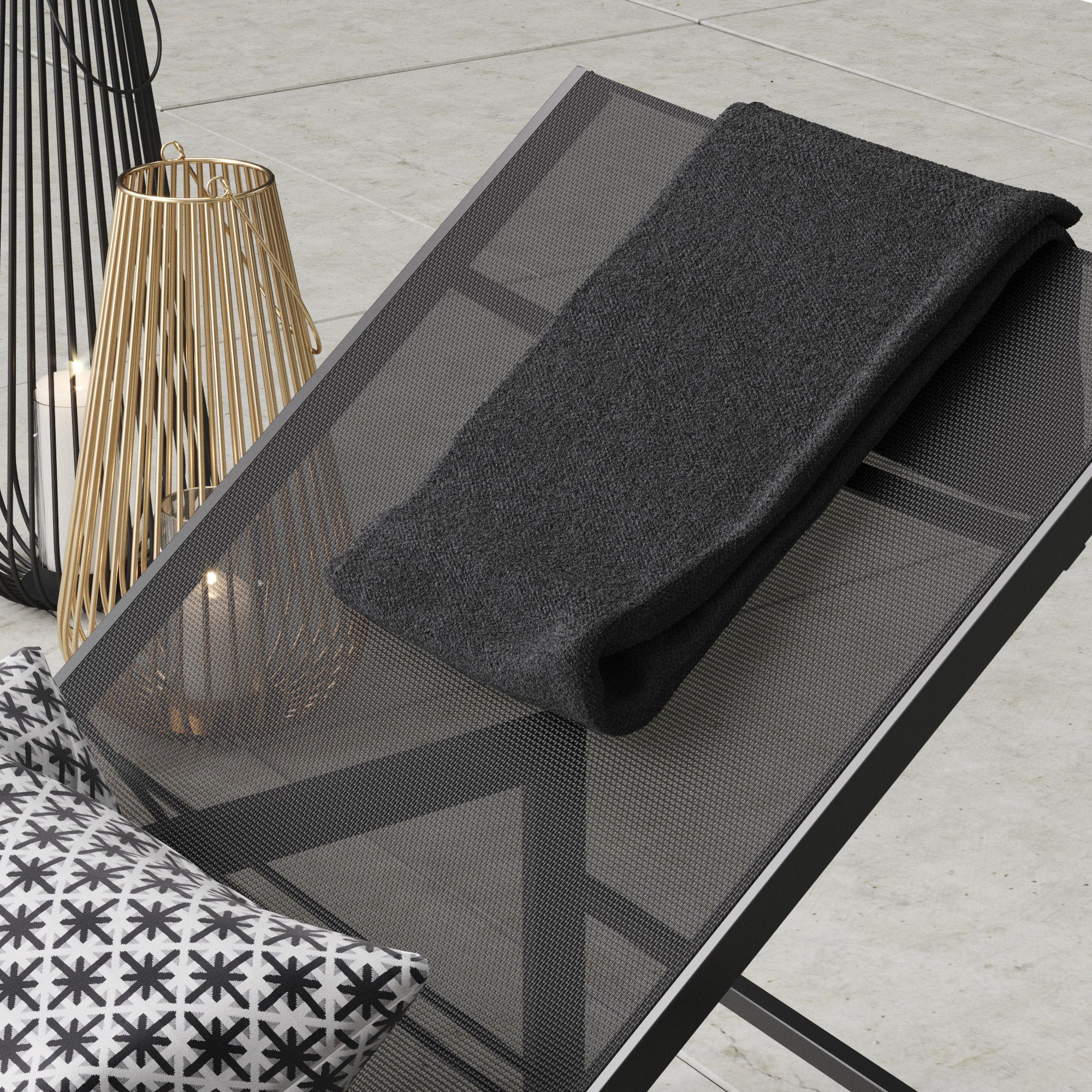 CB2 idle black sun lounger set 3D model_6