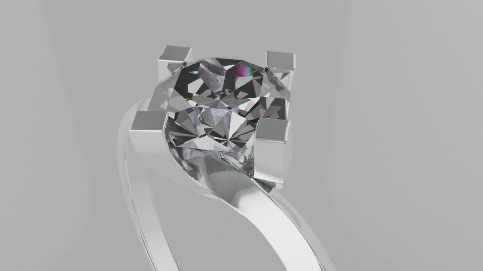 Ring with Diamond 3D print model_1