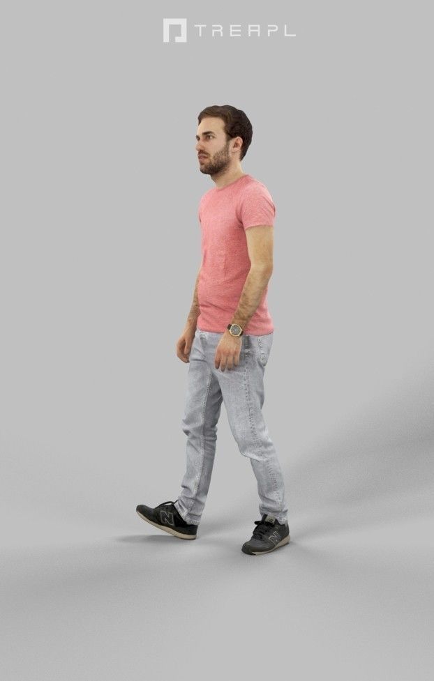 Flow Casual Walking Man in Jeans and T-shirt 3D model_8