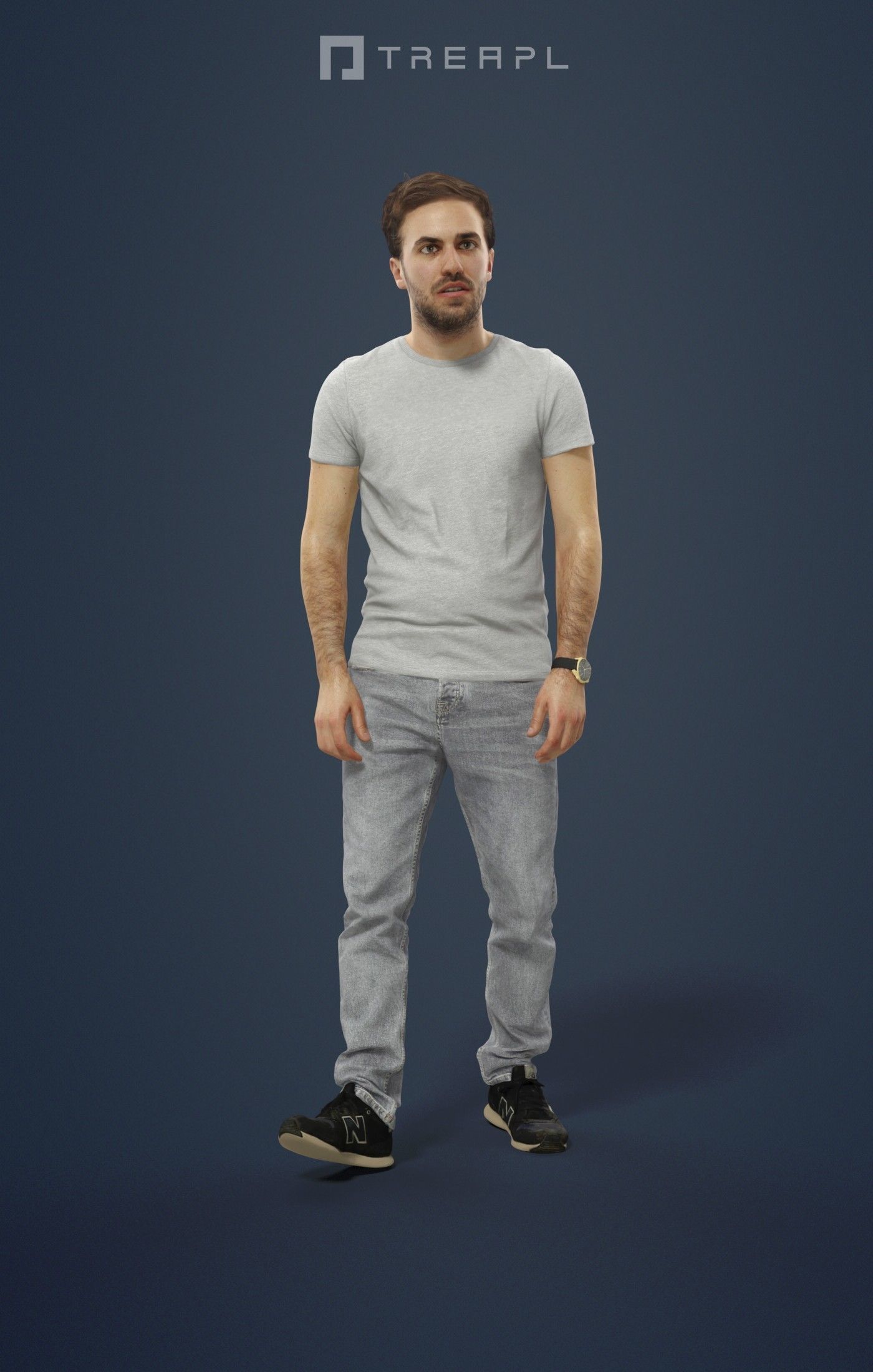 Flow Casual Walking Man in Jeans and T-shirt 3D model_1