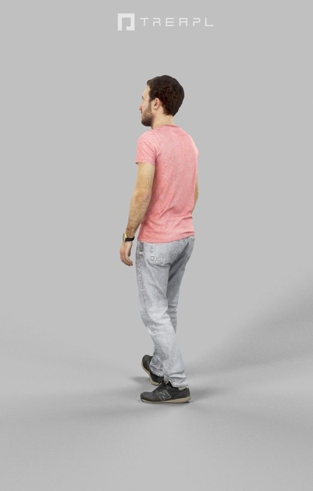 Flow Casual Walking Man in Jeans and T-shirt 3D model_7