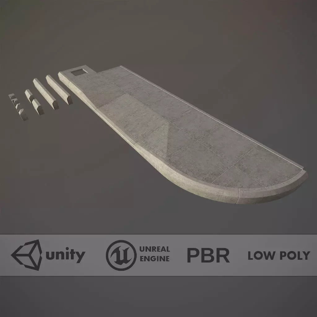 Sidewalk - Modular Set 4 Low-poly 3D model_0