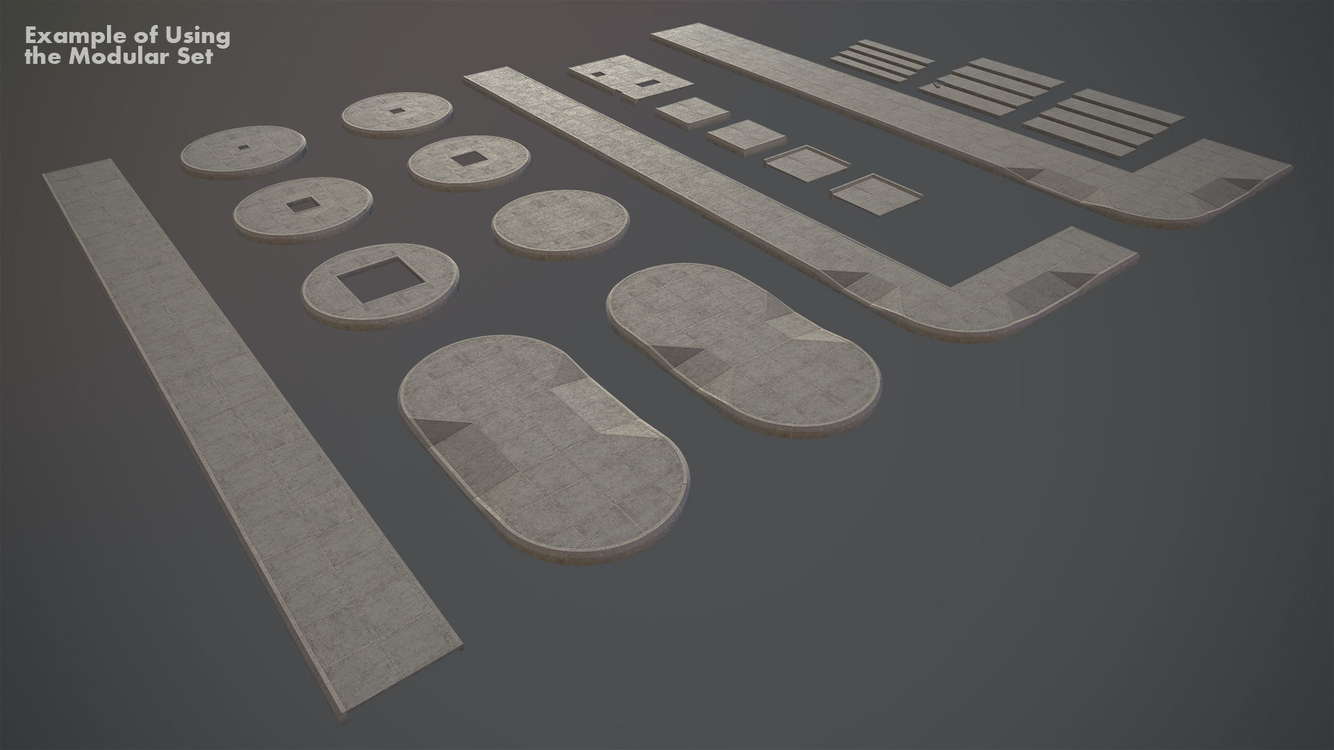 Sidewalk - Modular Set 4 Low-poly 3D model_18