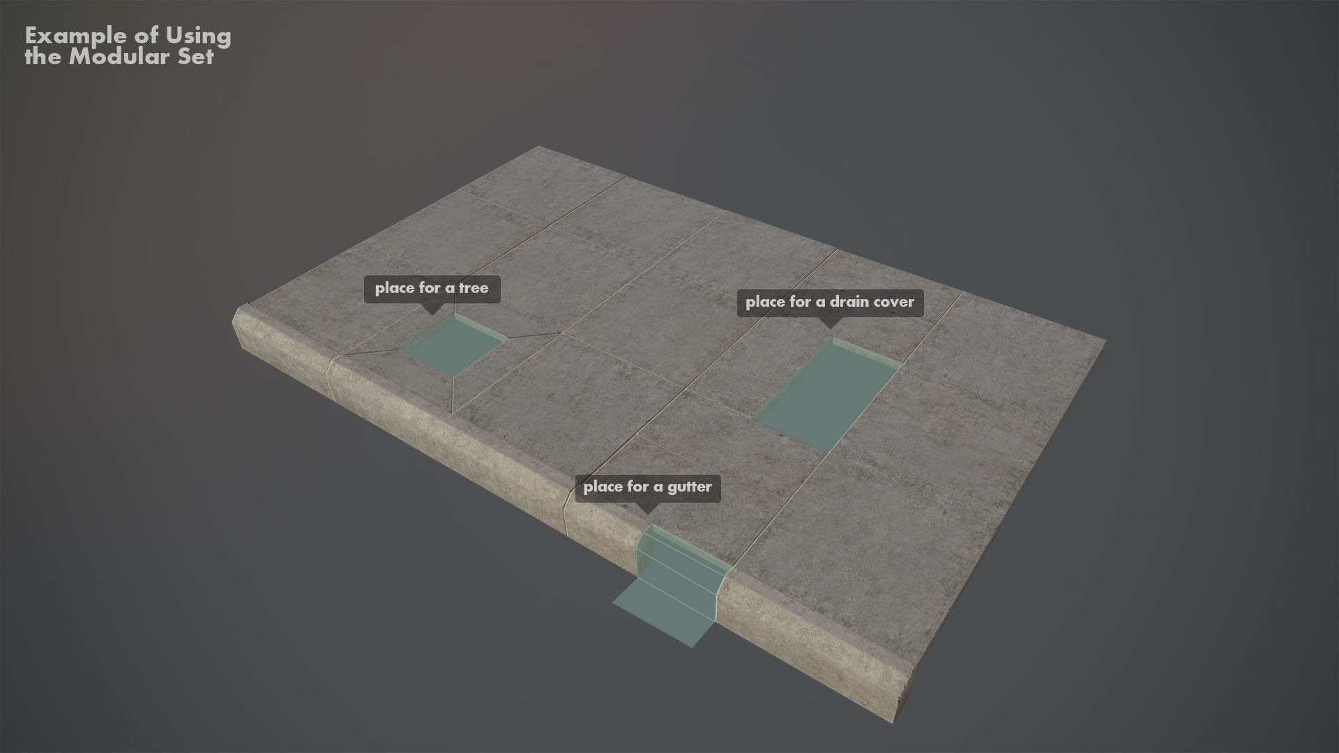 Sidewalk - Modular Set 4 Low-poly 3D model_14