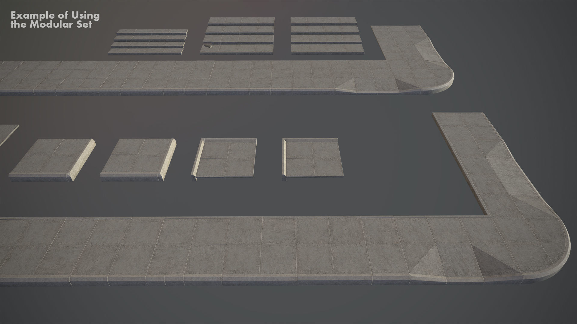 Sidewalk - Modular Set 4 Low-poly 3D model_20