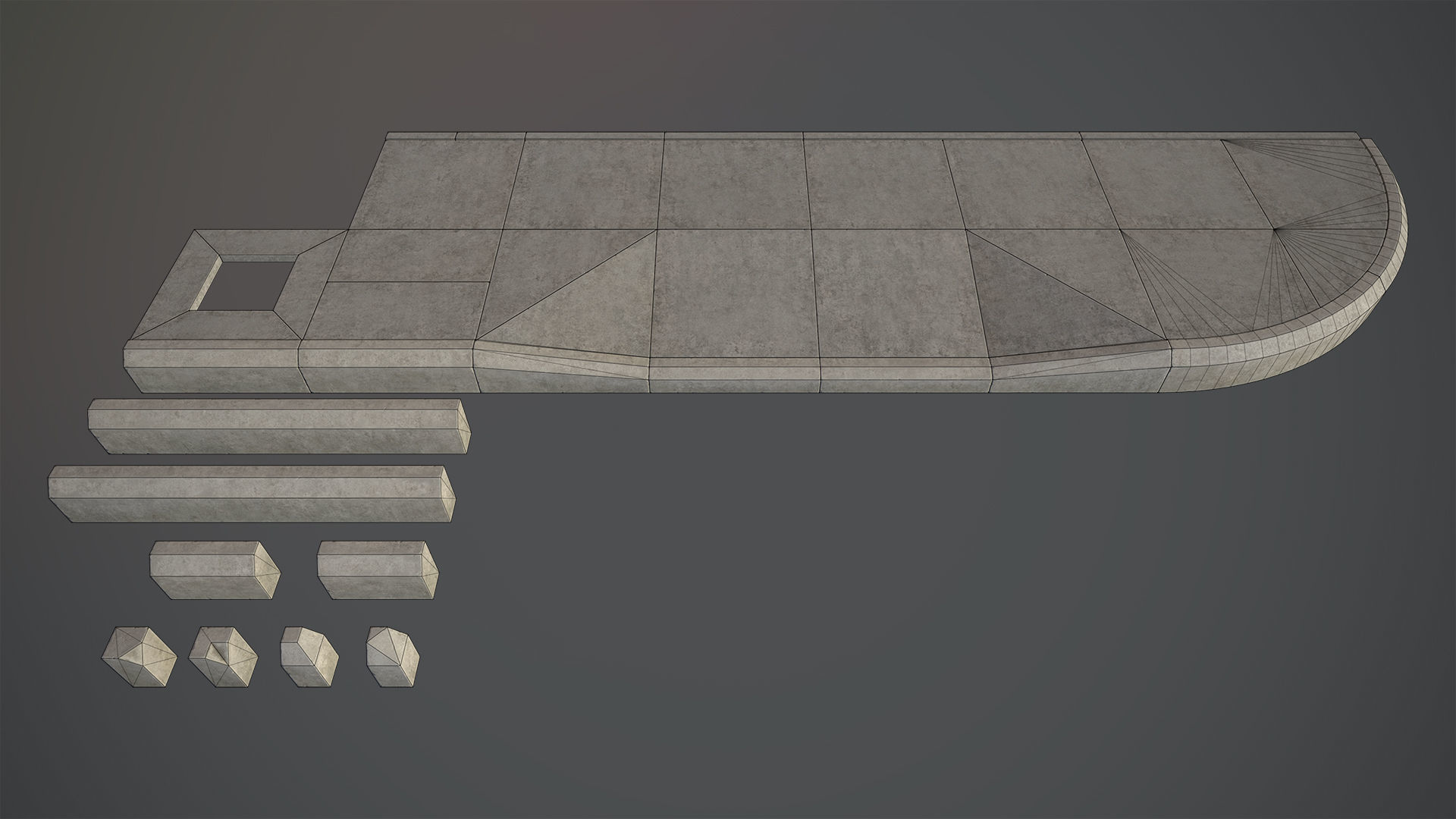 Sidewalk - Modular Set 4 Low-poly 3D model_12