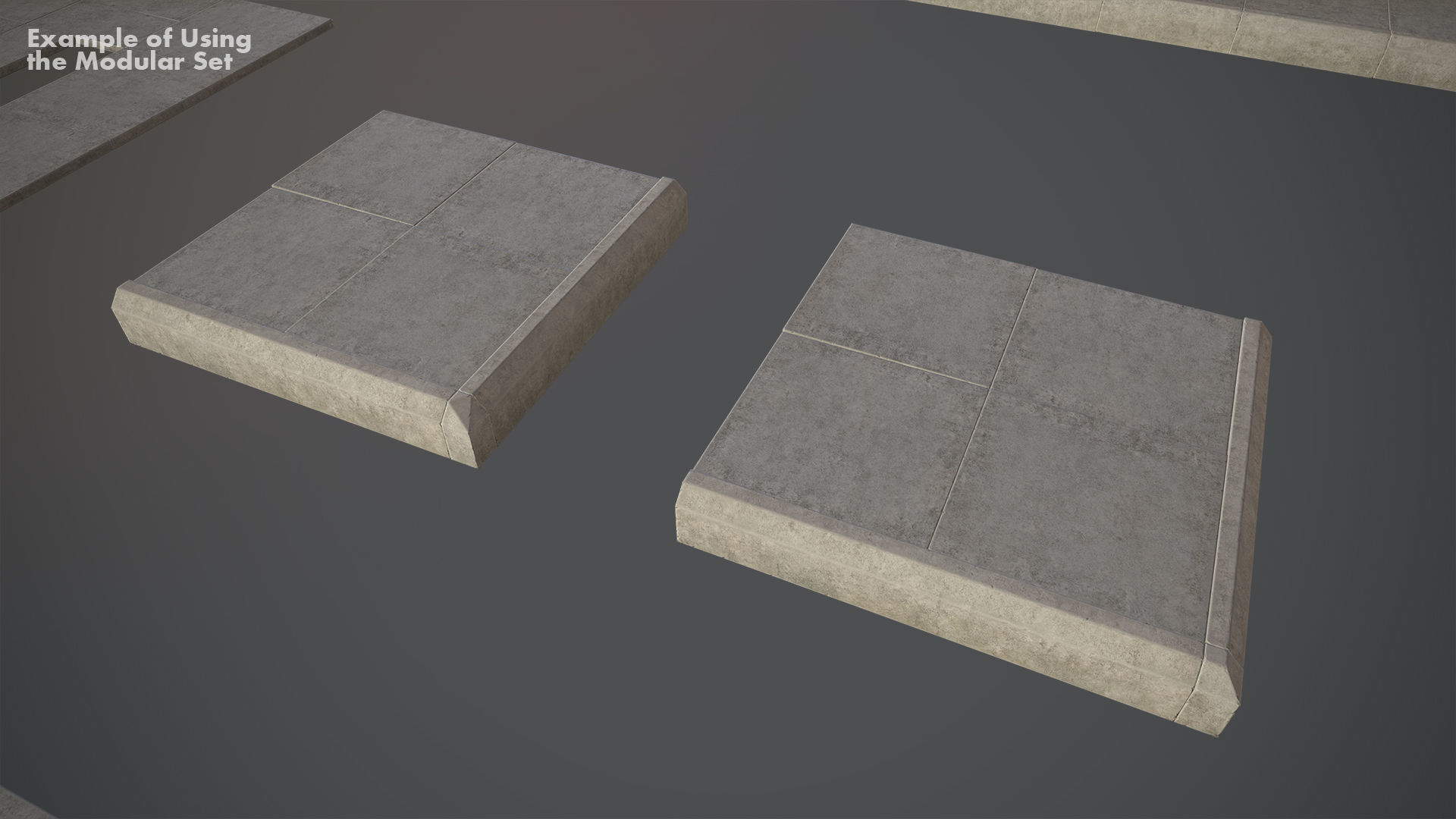 Sidewalk - Modular Set 4 Low-poly 3D model_16