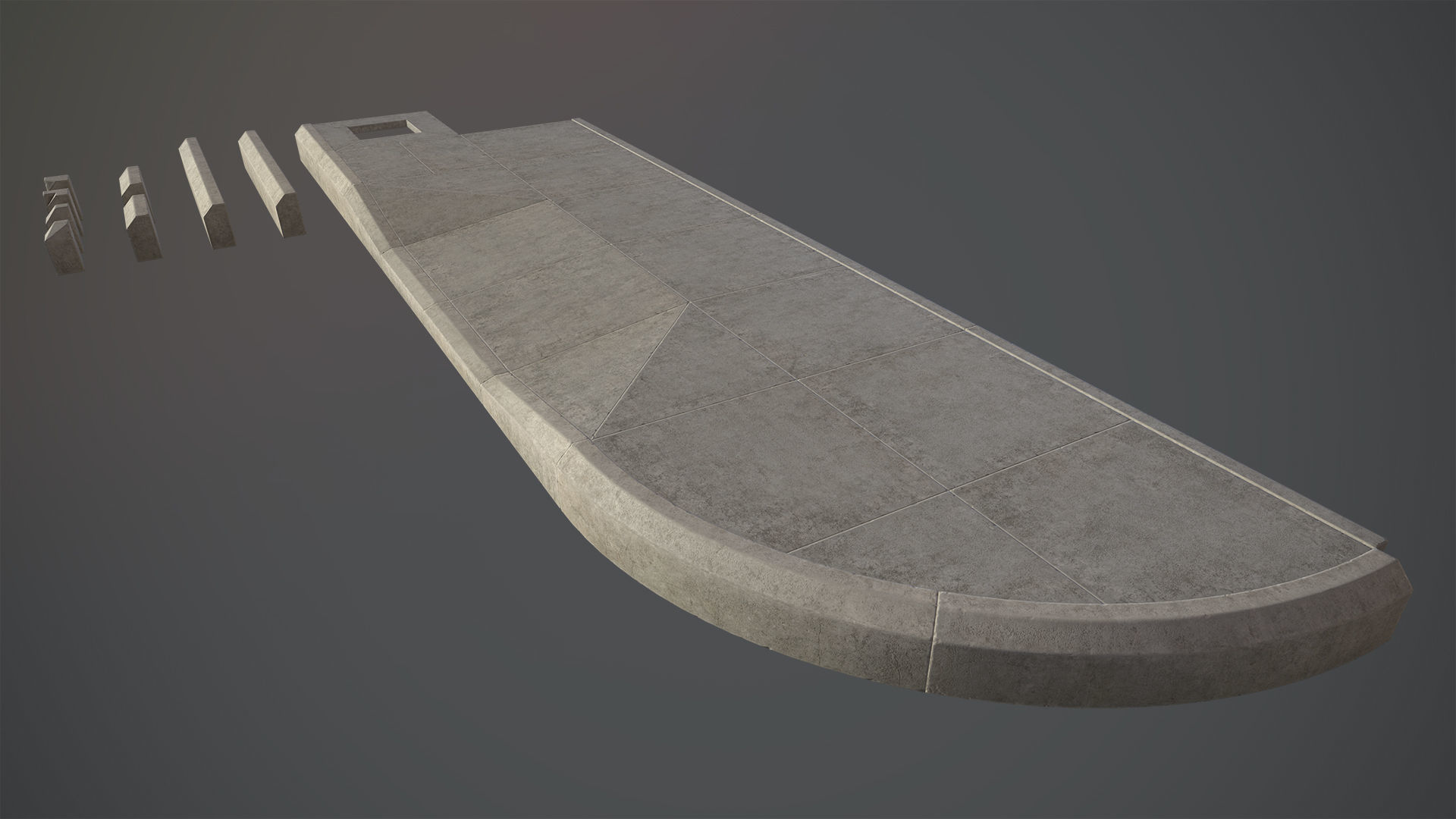 Sidewalk - Modular Set 4 Low-poly 3D model_5